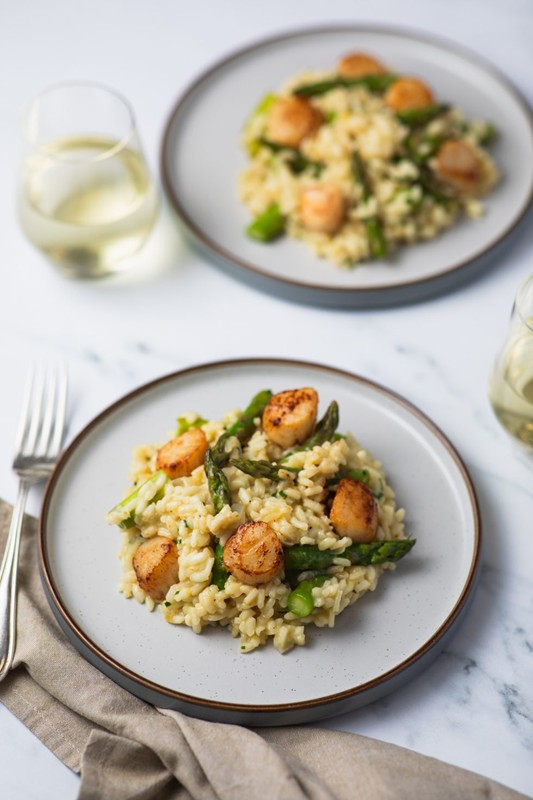 British Asparagus Risotto with Pan Fried Scallops