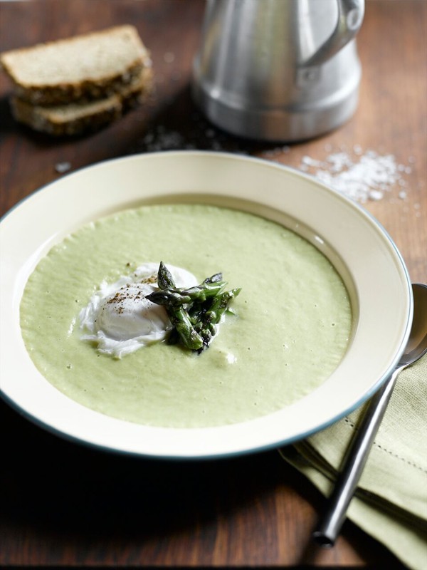 Cream of British Asparagus Soup with Poached Egg