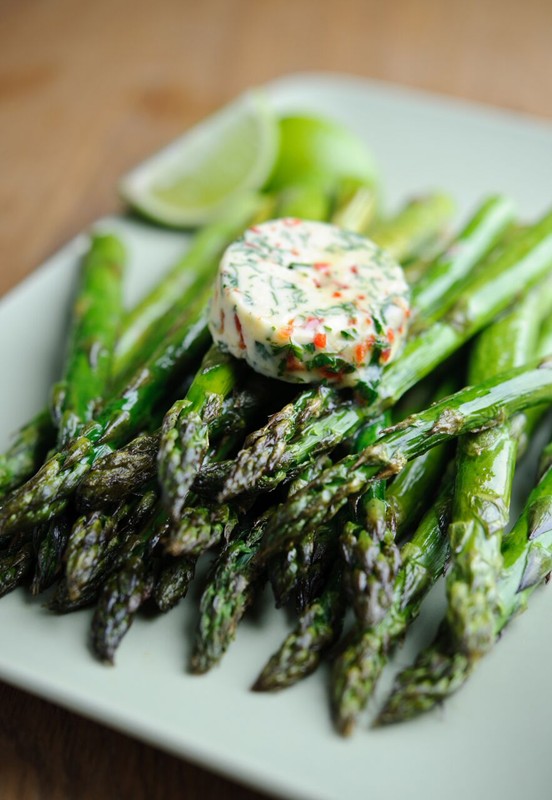Roasted British Asparagus with Chilli & Lime Butter